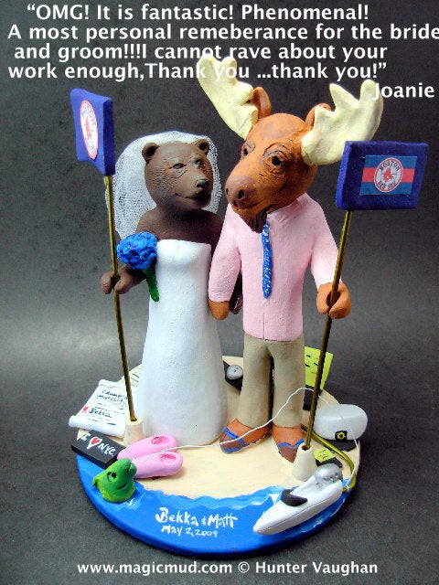 Personalized Dressed Moose Wedding Cake Topper shops