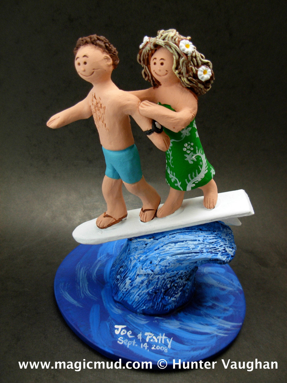 Hawaiian Wedding Cake Topper, Palm Tree Wedding Cake Topper, Tropical Destination Wedding Cake Topper, Honeymoon Trip Wedding Cake Topper - iWeddingCakeToppers