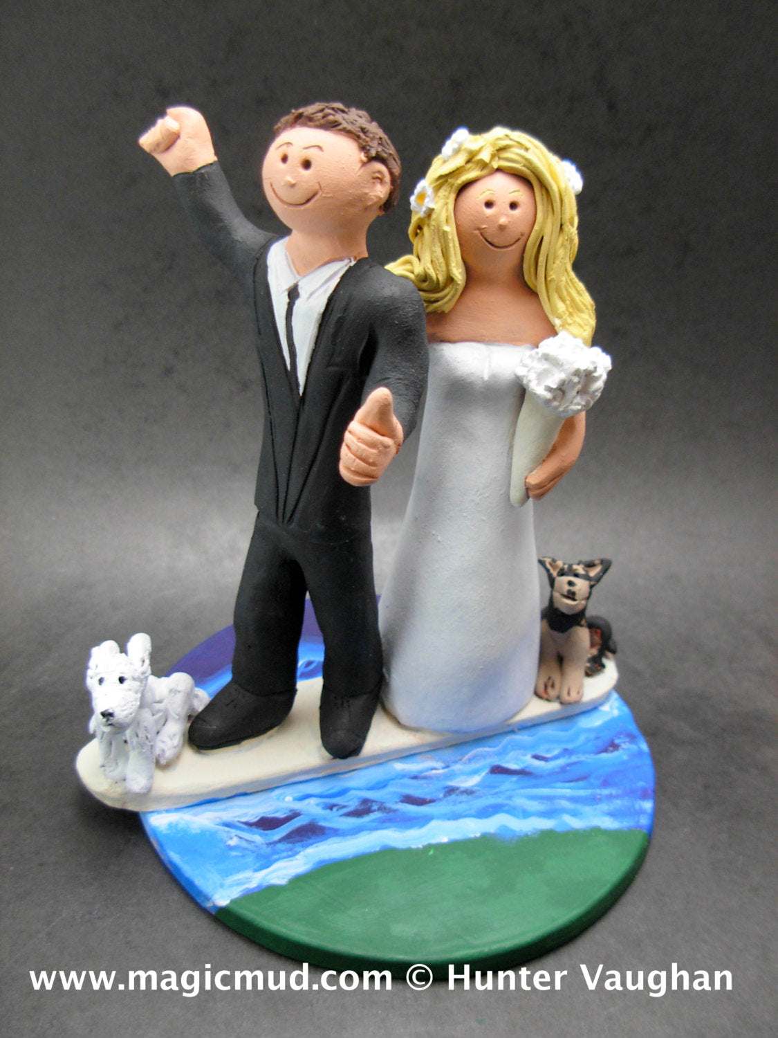 Lawyer Bride Wedding Cake Topper, Wedding Cake Topper for a Surfer Groom, Wedding Cake Topper for World Travellers, Surf Wedding Cake Topper - iWeddingCakeToppers