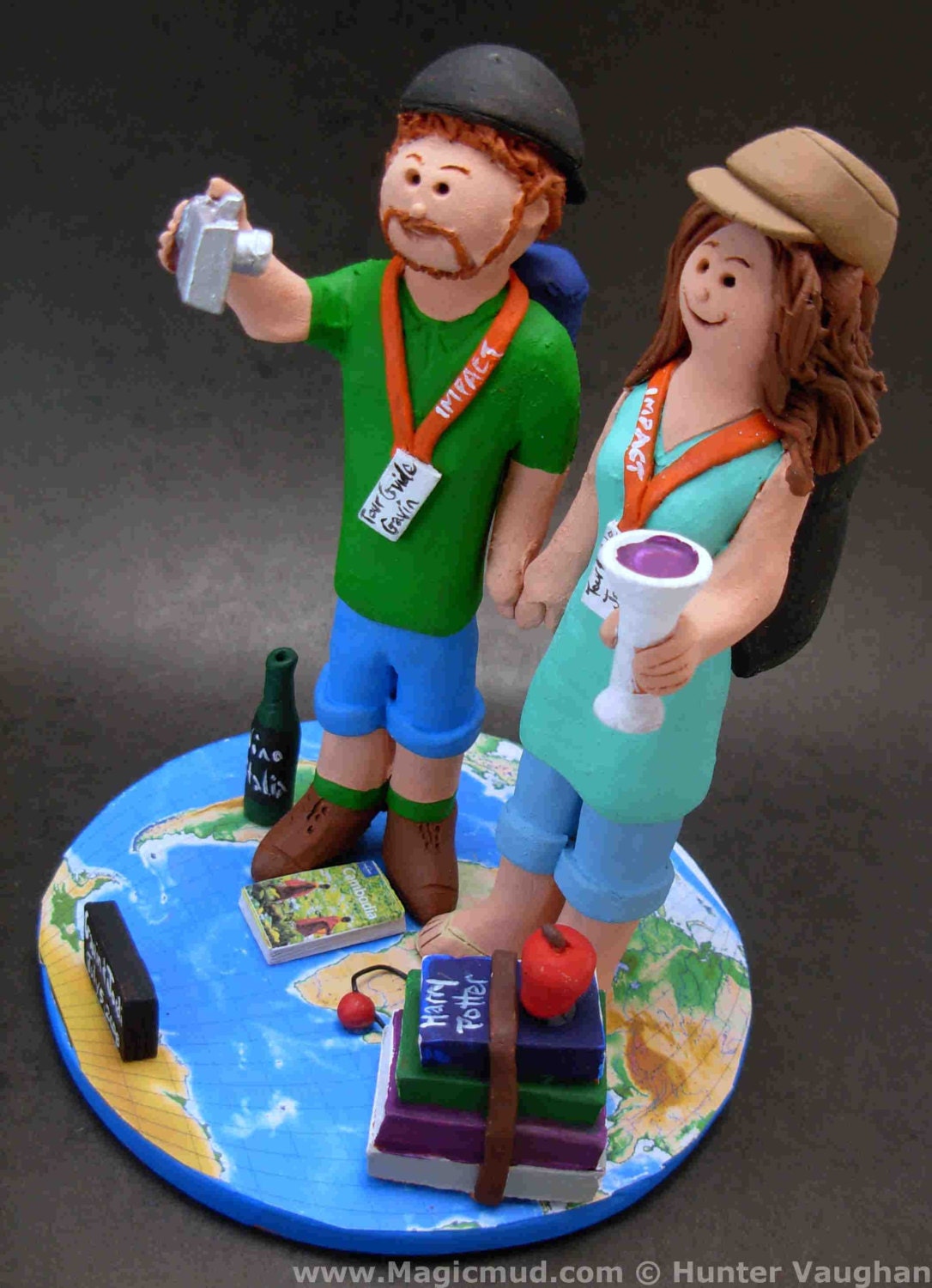 Traveller's and Backpacker's Wedding Cake Topper, Selfie Wedding Cake Topper, Hikers Wedding Cake Topper,International Travelling CakeTopper