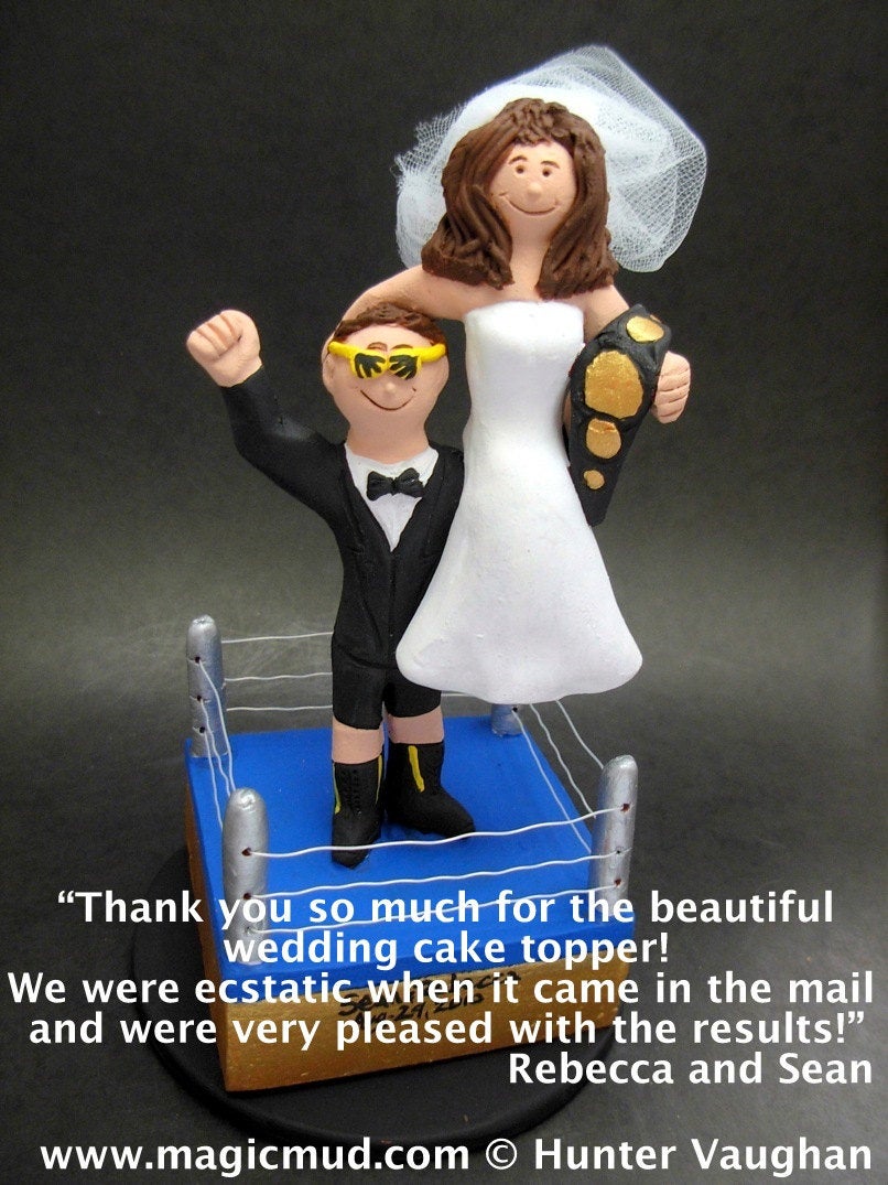 WWF Wrestler's Wedding Cake Topper, Wrestling Belt Wedding Cake Topper, Championship Wrestling Belt Wedding Cake Topper,Wrestlers CakeTopper - iWeddingCakeToppers