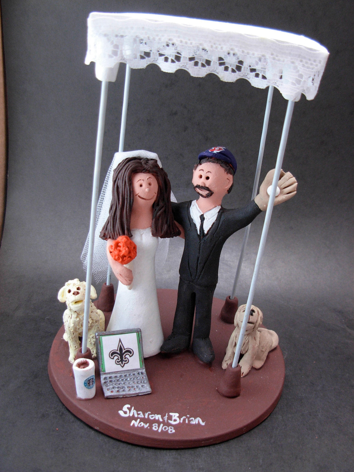 Jewish Wedding Cake Topper, Underneath a Chuppah Wedding Cake Topper, Wedding Cake Topper for a Jewish Marriage, Chuppah Wedding Cake Topper - iWeddingCakeToppers