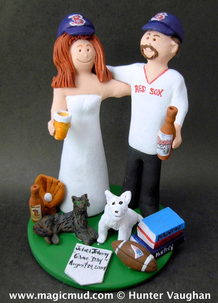 Boston Red Sox Baseball Wedding Cake Topper - iWeddingCakeToppers
