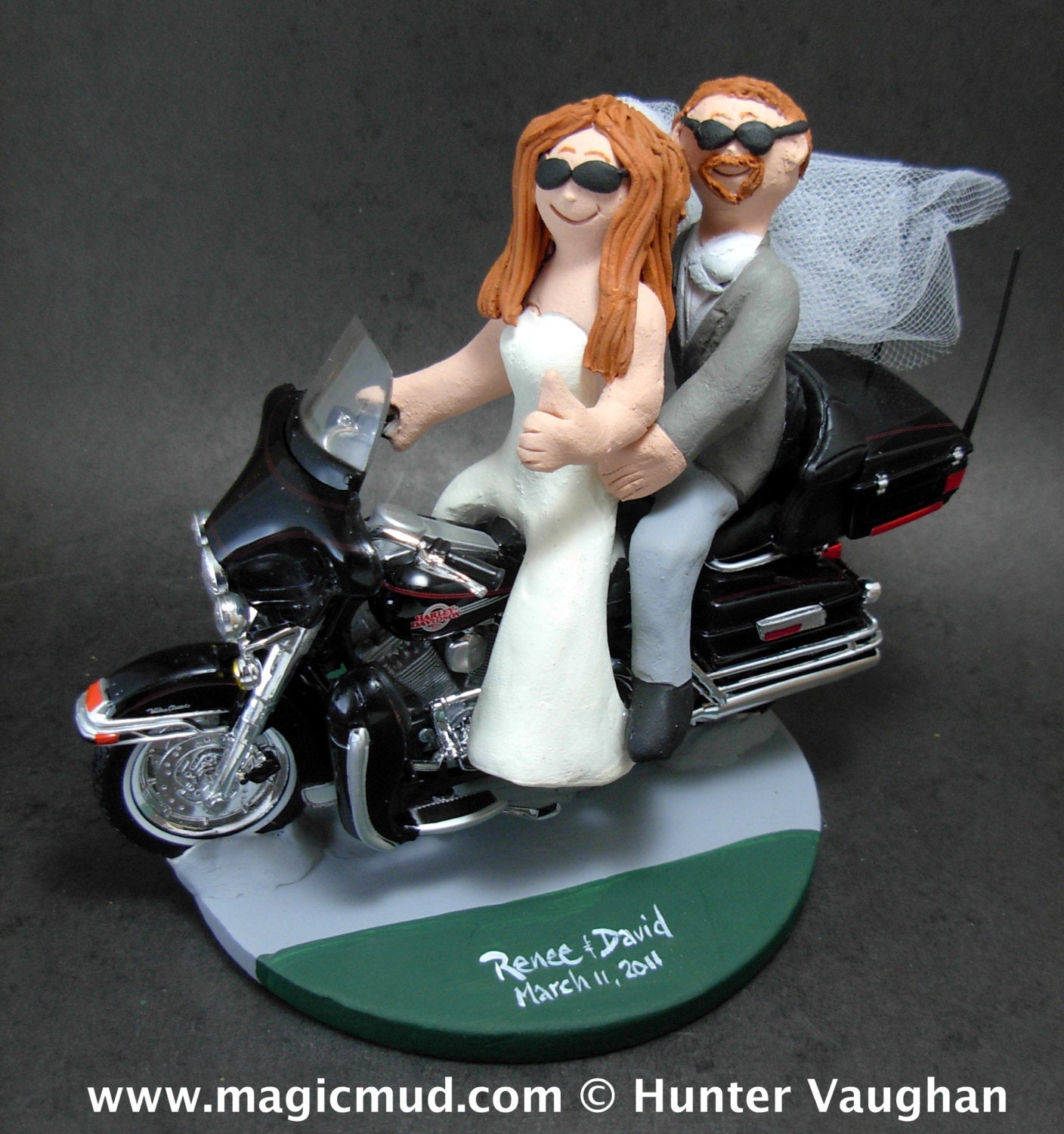 Harley-Davidson Motorcycle Wedding Cake Topper, Harley Fatboy Wedding Cake Topper Sturgis Wedding Cake Topper, Sunglass Groom Wedding Topper - iWeddingCakeToppers