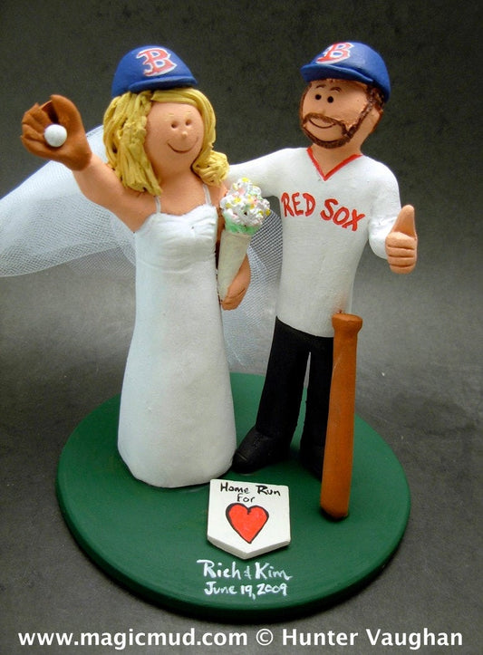 Boston Red Sox Baseball Wedding Cake Topper - iWeddingCakeToppers