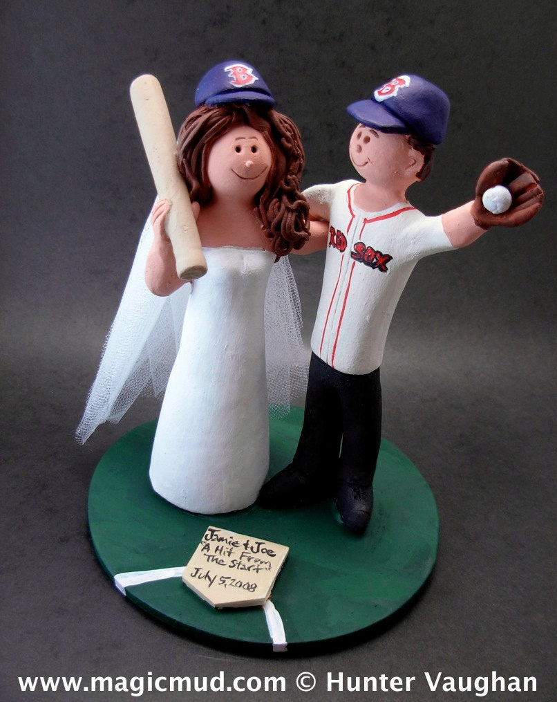Boston Red Sox Baseball Wedding Cake Topper - iWeddingCakeToppers