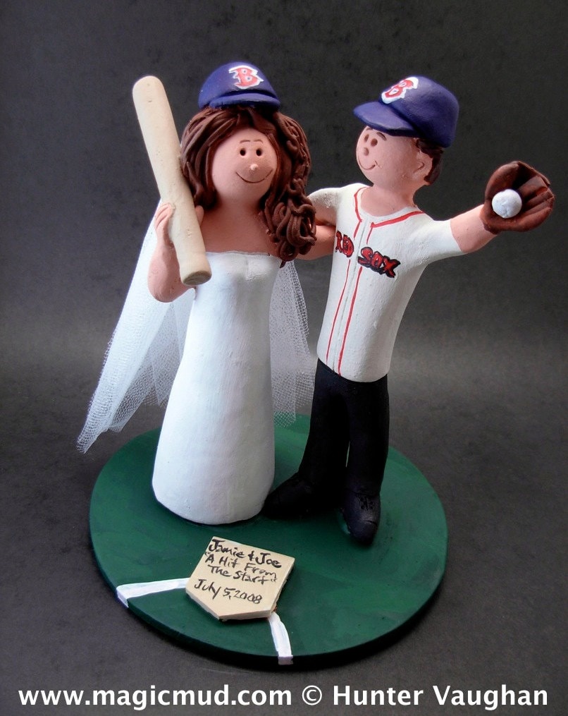 Boston Red Sox Baseball Wedding Cake Topper
