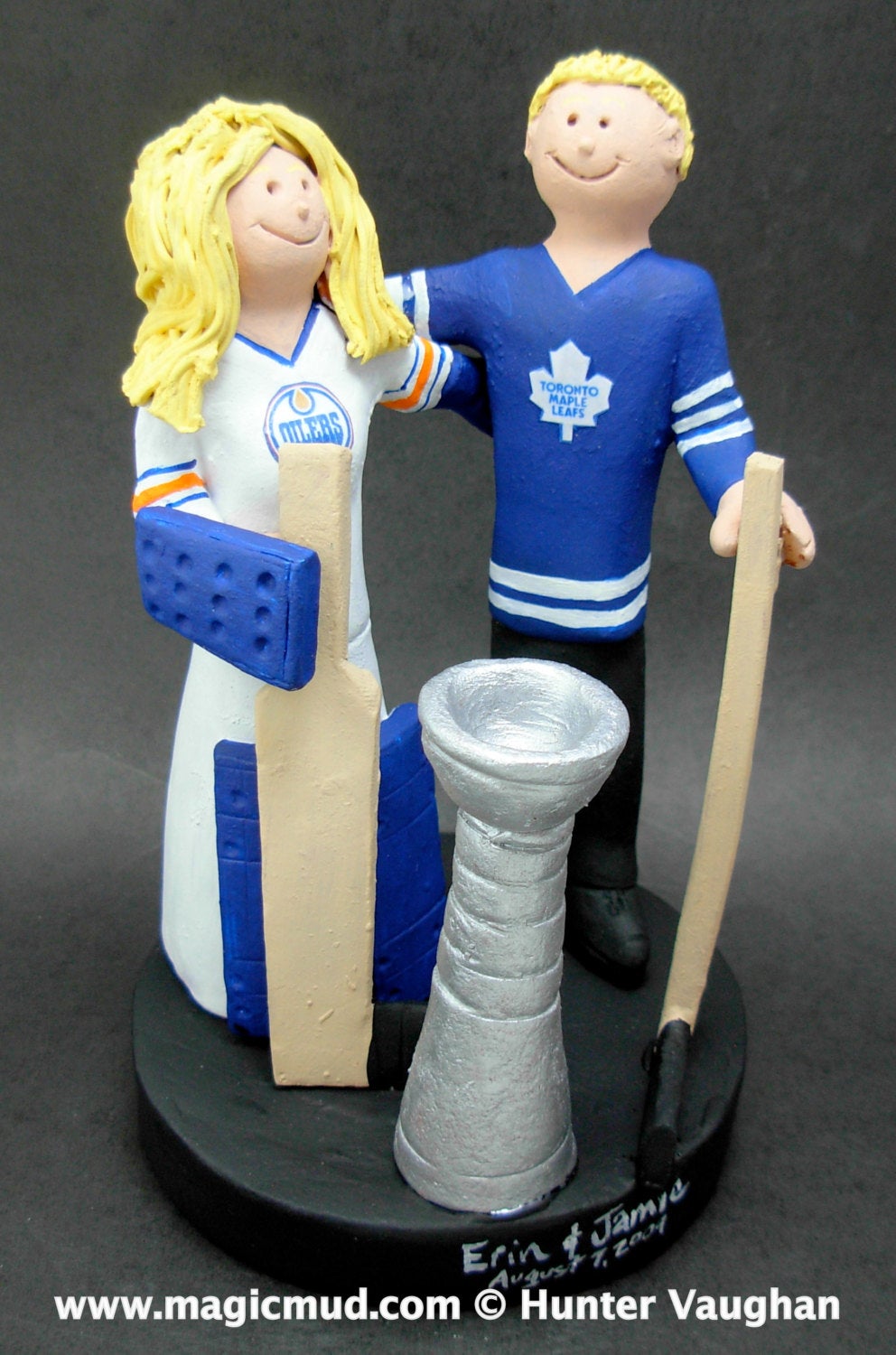 Hockey Bride Wedding Cake Topper, Goalie Groom Wedding Cake Topper, Hockey Wedding Cake Topper, Hockey Wedding Figurine, Wedding Cake Statue - iWeddingCakeToppers