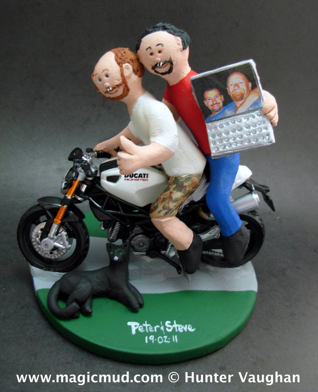 Gay Motorcyclist Wedding Cake Toppers custom made for same sex weddings!...handmade to order to your specifications. Gay Wedding Cake Topper