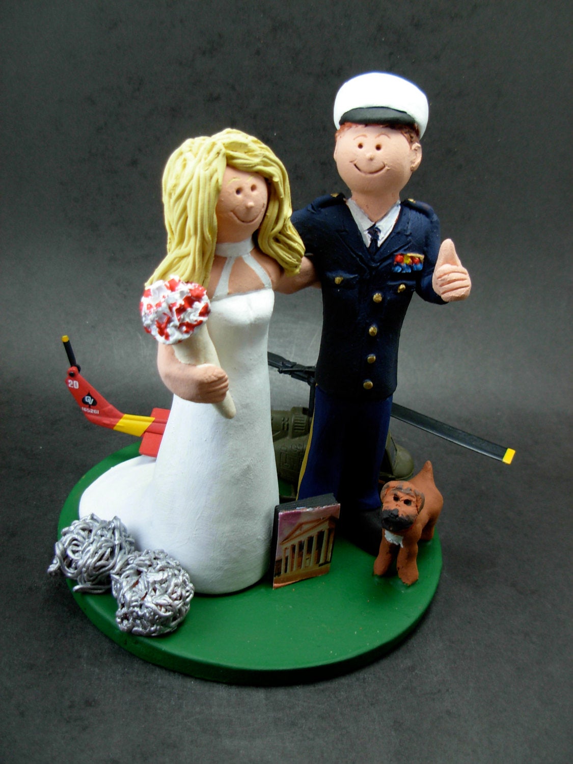 Blackhawk Helicopter Wedding Cake Topper, Pilot's Wedding Cake Topper, Air Force Pilot's Wedding Cake Topper, Old Glory Wedding Cake Topper - iWeddingCakeToppers