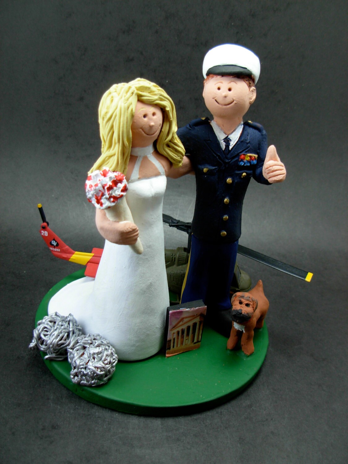 Blackhawk Helicopter Wedding Cake Topper, Pilot's Wedding Cake Topper, Air Force Pilot's Wedding Cake Topper, Old Glory Wedding Cake Topper