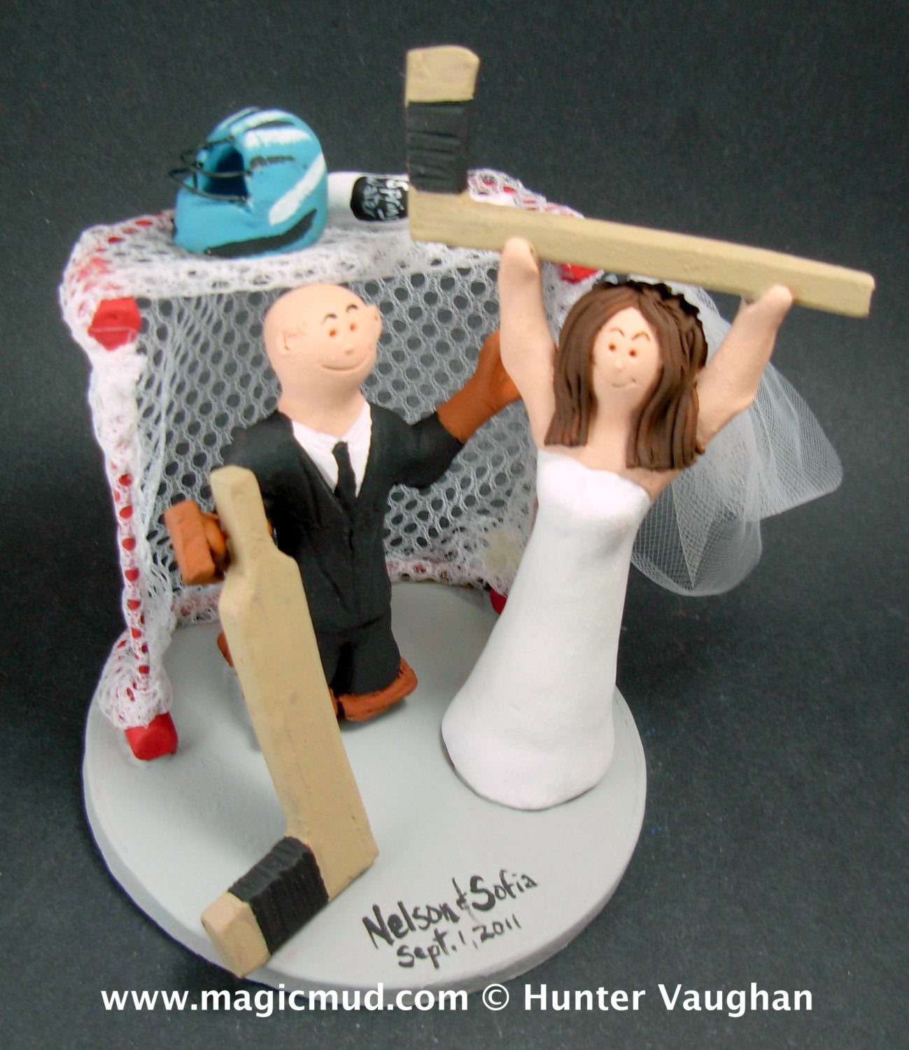 Hockey Bride Wedding Cake Topper, Goalie Groom Wedding Cake Topper, Hockey Wedding Cake Topper, Hockey Wedding Figurine, Wedding Cake Statue - iWeddingCakeToppers