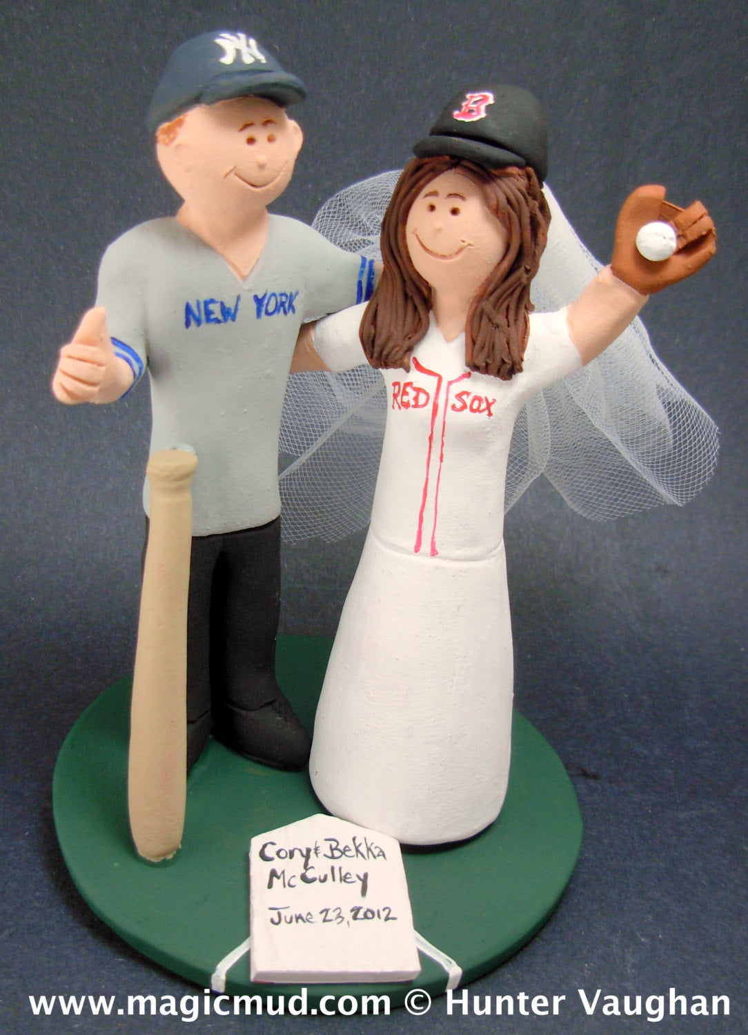 New York Yankee's Baseball Wedding Cake Topper, Red Sox Wedding Cake Topper, Baseball Wedding Cake Topper, Fenway Park Wedding Cake Topper - iWeddingCakeToppers