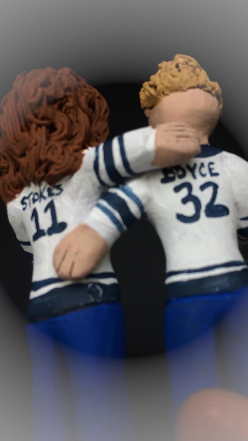 Lesbian Hockey Player's Wedding Cake Toppers custom made for same sex weddings! Handmade to your specifications. Lesbian Wedding Cake Topper