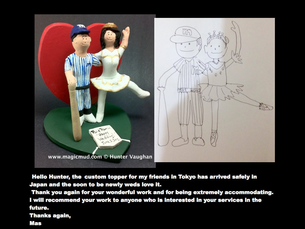 Yankees Groom Wedding Cake Topper, Phillies Bride Wedding Cake Topper, Baseball Wedding Cake Topper, Bride and Groom in Jerseys Cake Topper