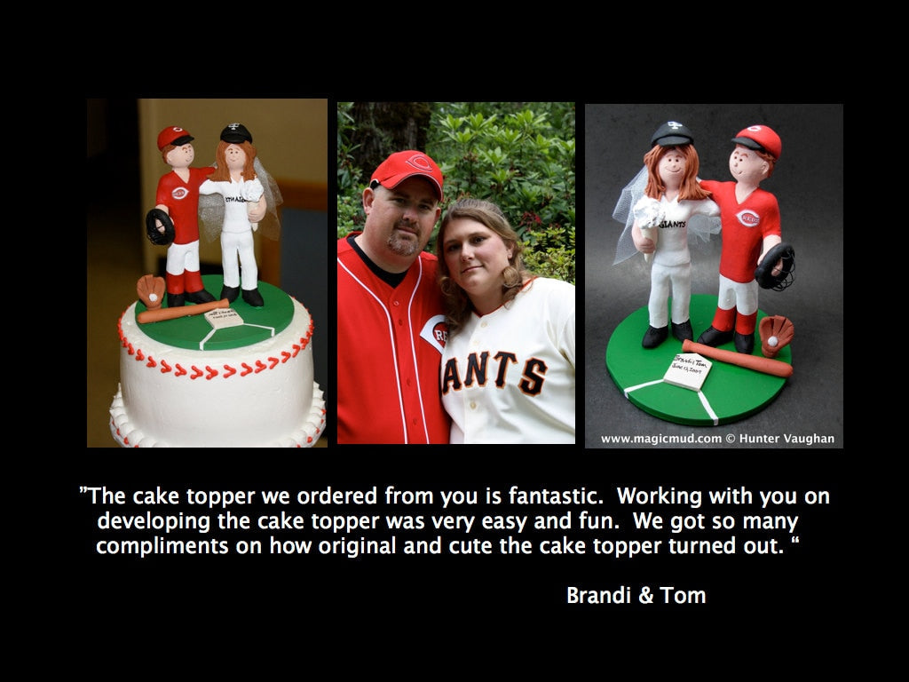 Yankees Groom Wedding Cake Topper, Phillies Bride Wedding Cake Topper, Baseball Wedding Cake Topper, Bride and Groom in Jerseys Cake Topper