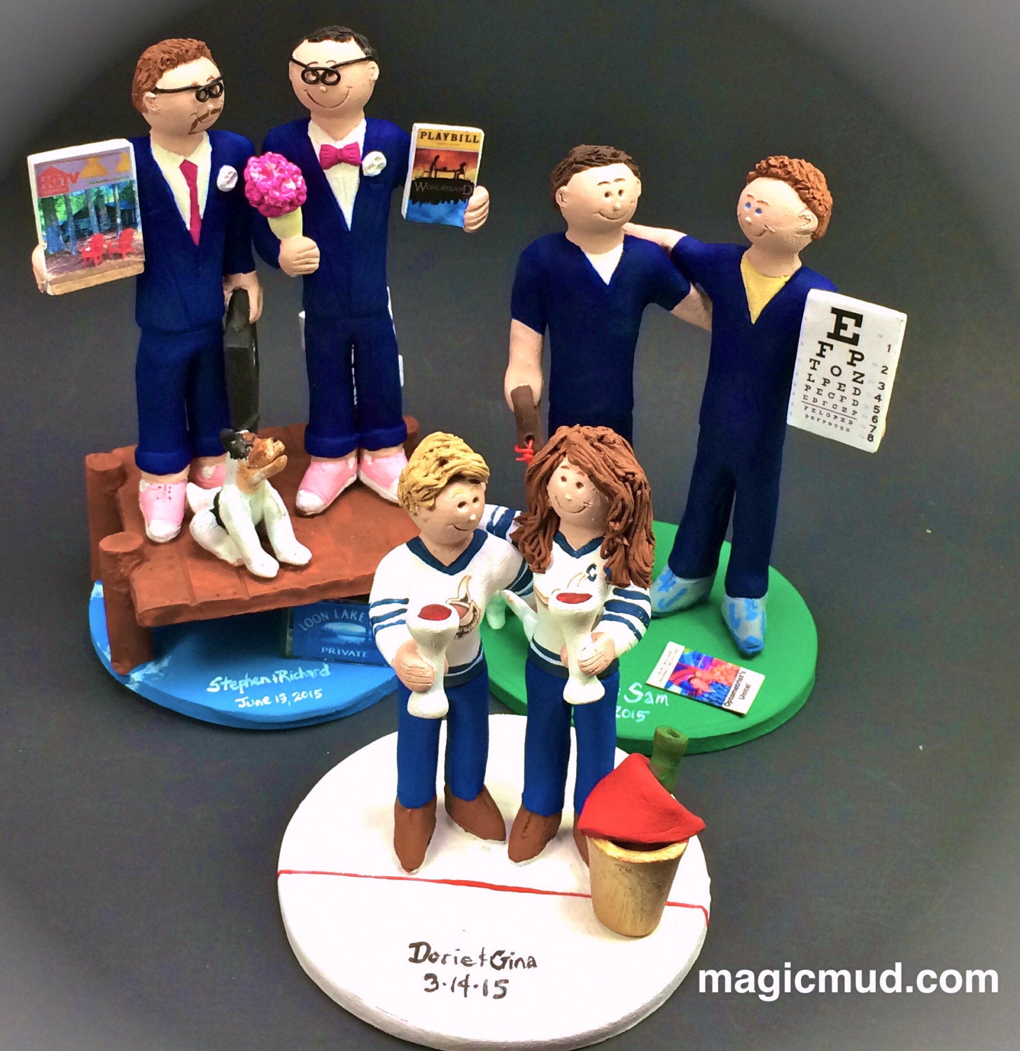 Gay Marriage Cake Topper Figurine, Gay Wedding Cake Topper, Caketopper for 2 Men, Two Grooms Caketopper, California Gays Wedding Cake Topper - iWeddingCakeToppers