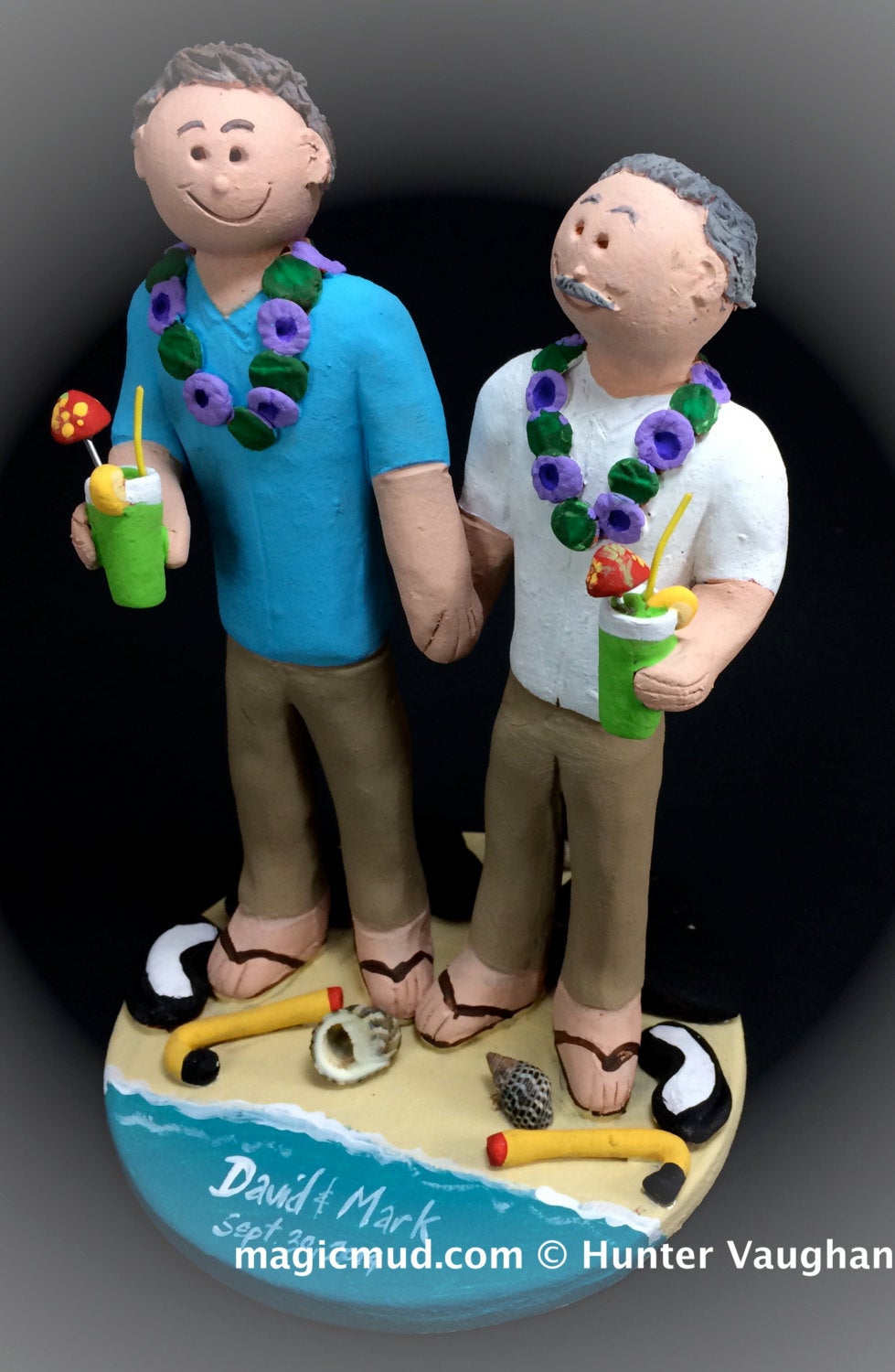 Destination Wedding Caketopper for Gay Men, Gay Wedding Cake Topper, Caketopper for 2 Men, Two Grooms Caketopper, Gays Wedding Cake Topper - iWeddingCakeToppers