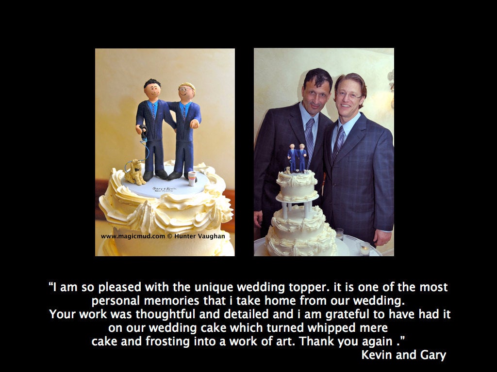 Gay Marriage Cake Topper Figurine, Gay Wedding Cake Topper, Caketopper for 2 Men, Two Grooms Caketopper, California Gays Wedding Cake Topper - iWeddingCakeToppers