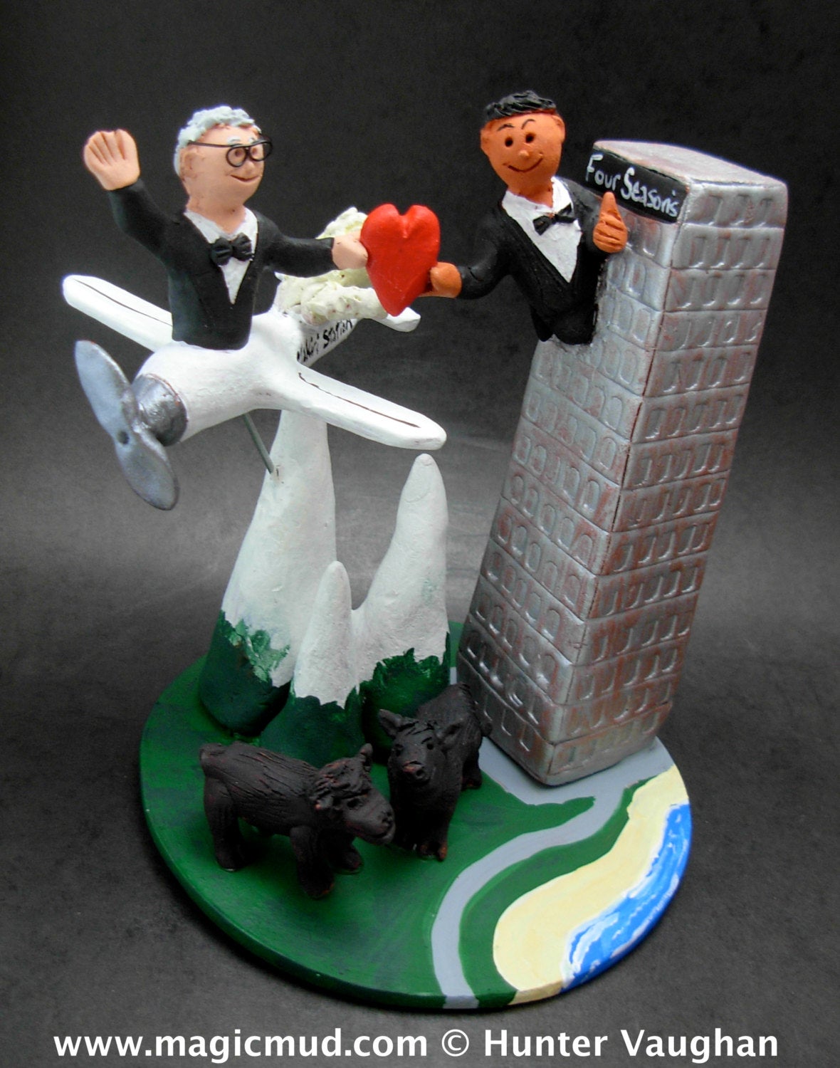 Gay Groom's in Adirondack Chairs Wedding Cake Topper, Same Sex Wedding Cake Topper, Gay Wedding Cake Topper, Wedding Caketopper for Two Men - iWeddingCakeToppers