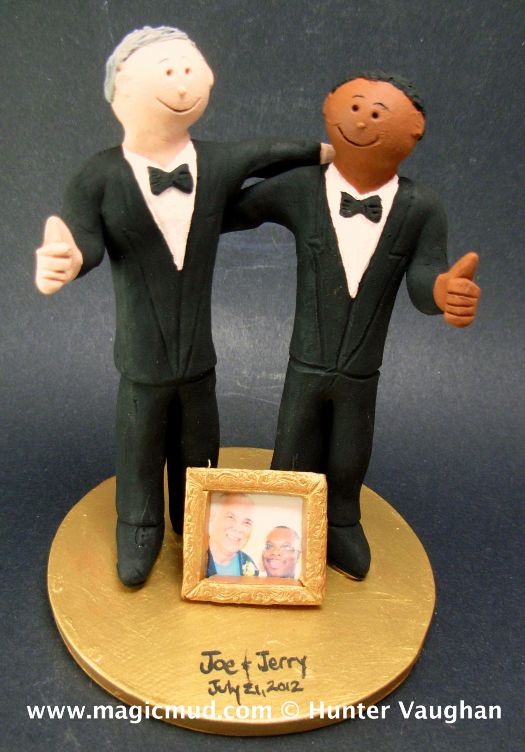 Mixed Race Gay Wedding Cake Topper , Gay Wedding Cake Topper, Caketopper for 2 Men, Two Grooms Caketopper, Gays Wedding Cake Topper