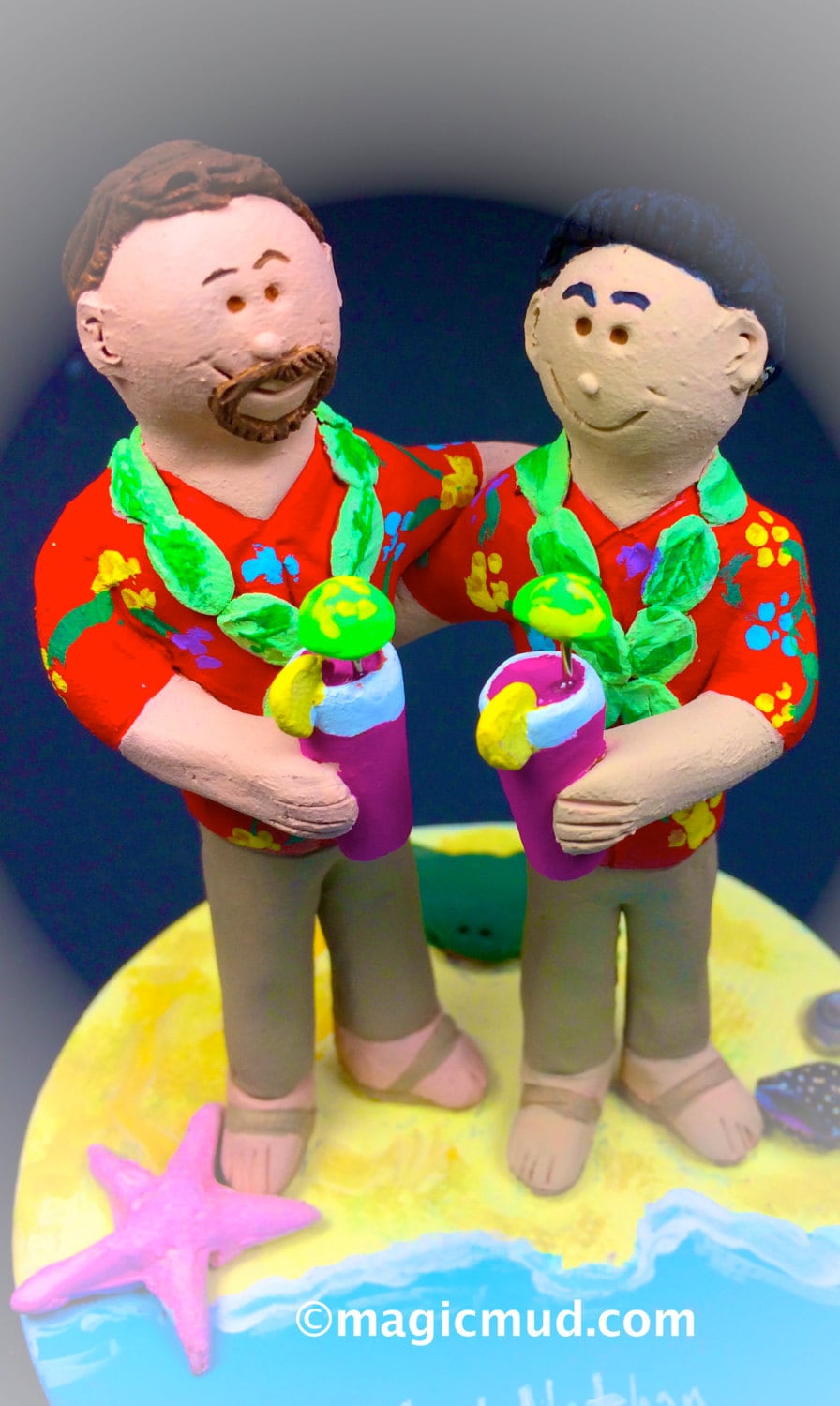 Interracial Gay's Wedding Cake Topper, Gay Wedding Cake Topper, Caketopper for 2 Men, Two Grooms Caketopper, Gays Wedding Cake Topper