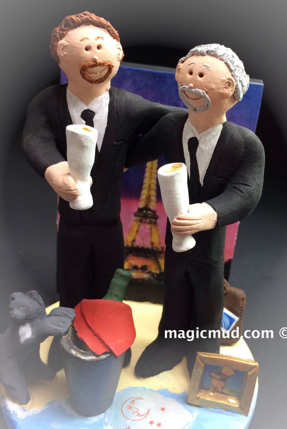 Gay's Beach Wedding Cake Topper , Gay Wedding Cake Topper, Caketopper for 2 Men, Two Grooms Caketopper, Gays Wedding Cake Topper
