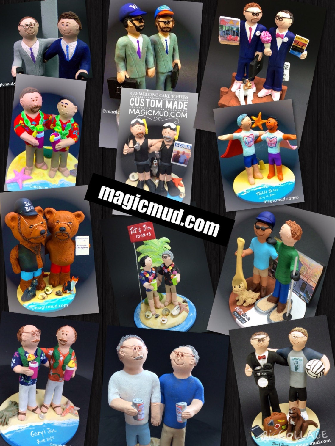 Wedding Cake Topper for Two Gays, Gay Wedding Figurine, Same Sex Wedding Cake Topper, Two Men Wedding Cake Topper, gay marriage figurine
