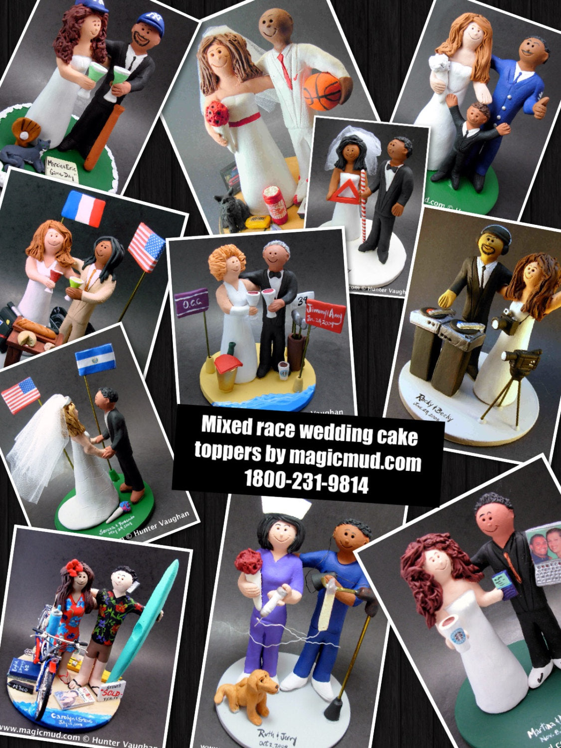 Caucasian Groom African American Bride Wedding CakeTopper,Interracial Wedding Anniversary Gift, Mixed Race Wedding Anniversary Gift Figurine - iWeddingCakeToppers