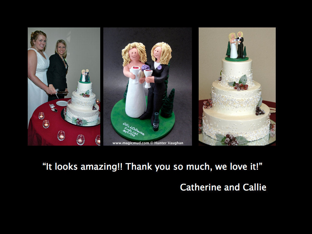 Gay Brides - Lesbian Marraige on Beach Wedding Cake topper , Lesbian Wedding Cake Topper, Gay Wedding Figurine, Same Sex Wedding Cake Topper - iWeddingCakeToppers