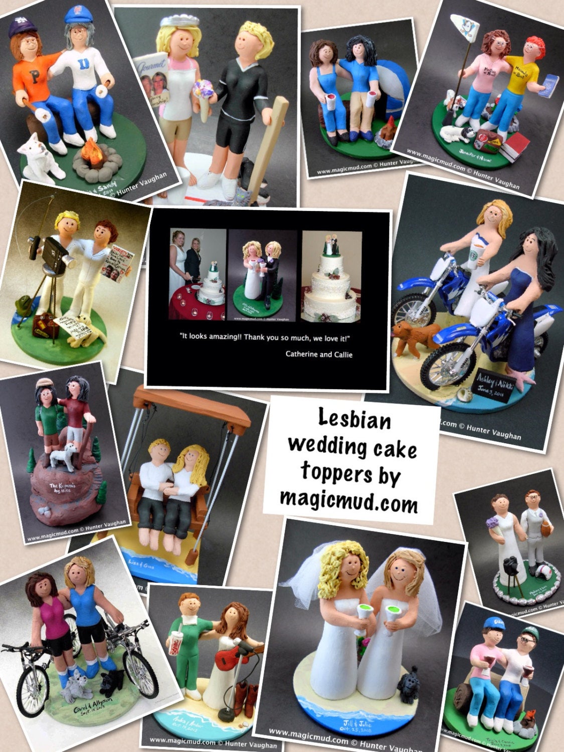 Gay Brides Camping Lesbians Wedding Caketopper, Wedding Cake Topper for Gay Women, Wedding Cake Topper for Two Women,gay marriage figurine - iWeddingCakeToppers