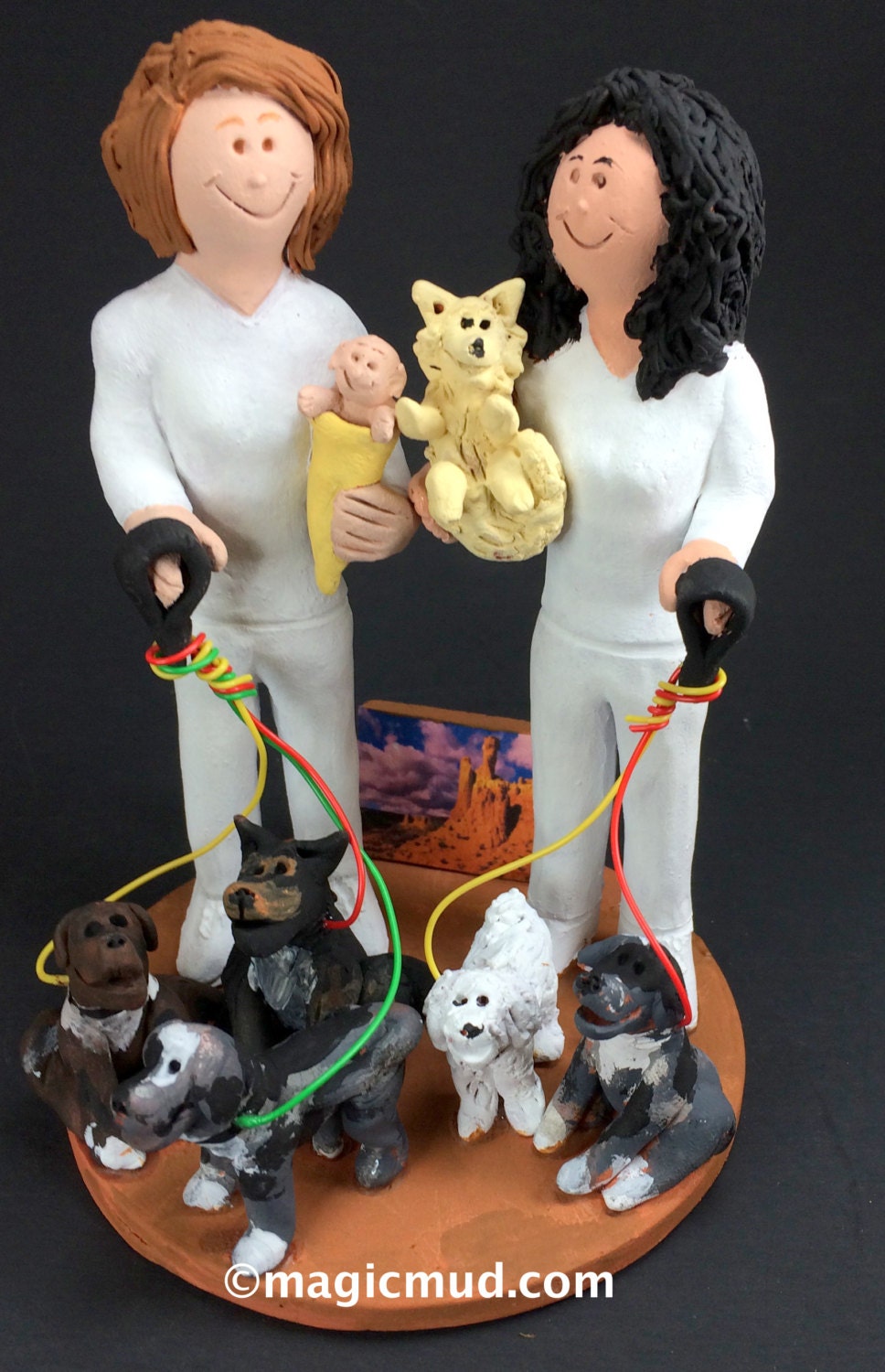 Gay Brides with Baby Wedding Caketopper, Same Sex Wedding CakeTopper, Gay Wedding Figurine, Lesbian Wedding CakeTopper,Gay Womens CakeTopper