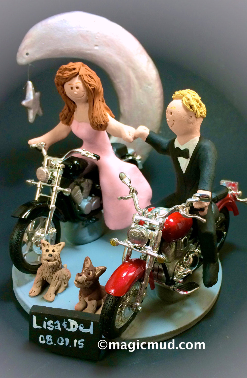 Tropical Destination Harley Motorcycle Wedding Cake Topper - iWeddingCakeToppers