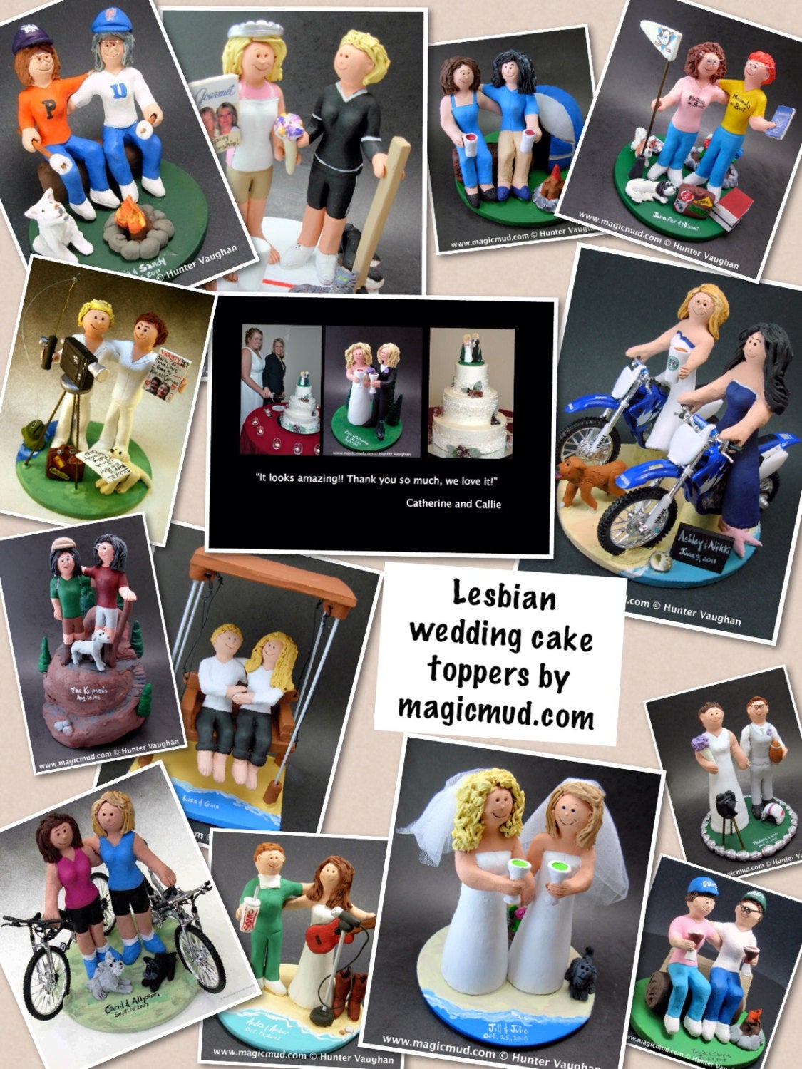 Gay Brides with Bicycles Wedding Caketopper, Lesbian Wedding Cake Topper, Gay Wedding Figurine, Same Sex WeddingCake Topper, Gay CakeTopper - iWeddingCakeToppers