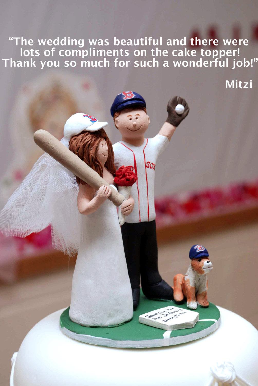 Wedding CakeTopper for Baseball Fan's Marriage, Red Sox Wedding Anniversary Gift,Boston Red Sox Wedding CakeTopper,Baseball Anniversary Gift - iWeddingCakeToppers