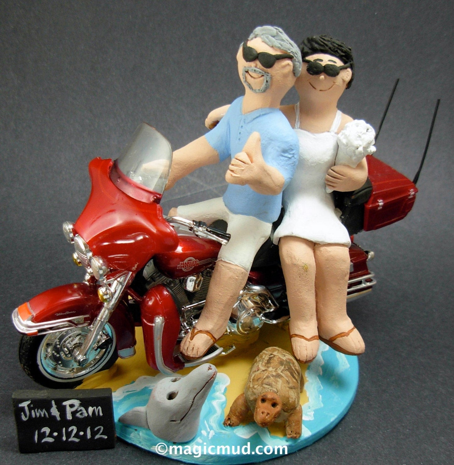 Harley-Davidson Motorcycle Wedding Cake Topper, Bikers Wedding Cake Topper, Motorcycle Bride and Groom Wedding Cake Topper, motorcycle Bride - iWeddingCakeToppers