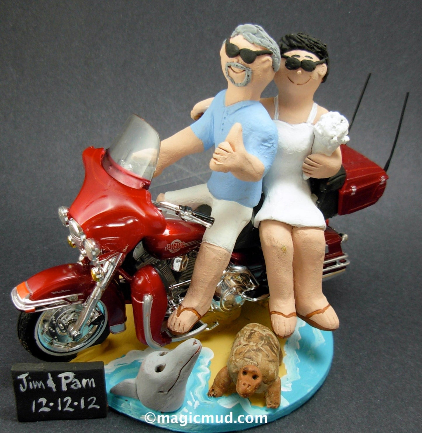 Harley-Davidson Motorcycle Wedding Cake Topper, Bikers Wedding Cake Topper, Motorcycle Bride and Groom Wedding Cake Topper, motorcycle Bride