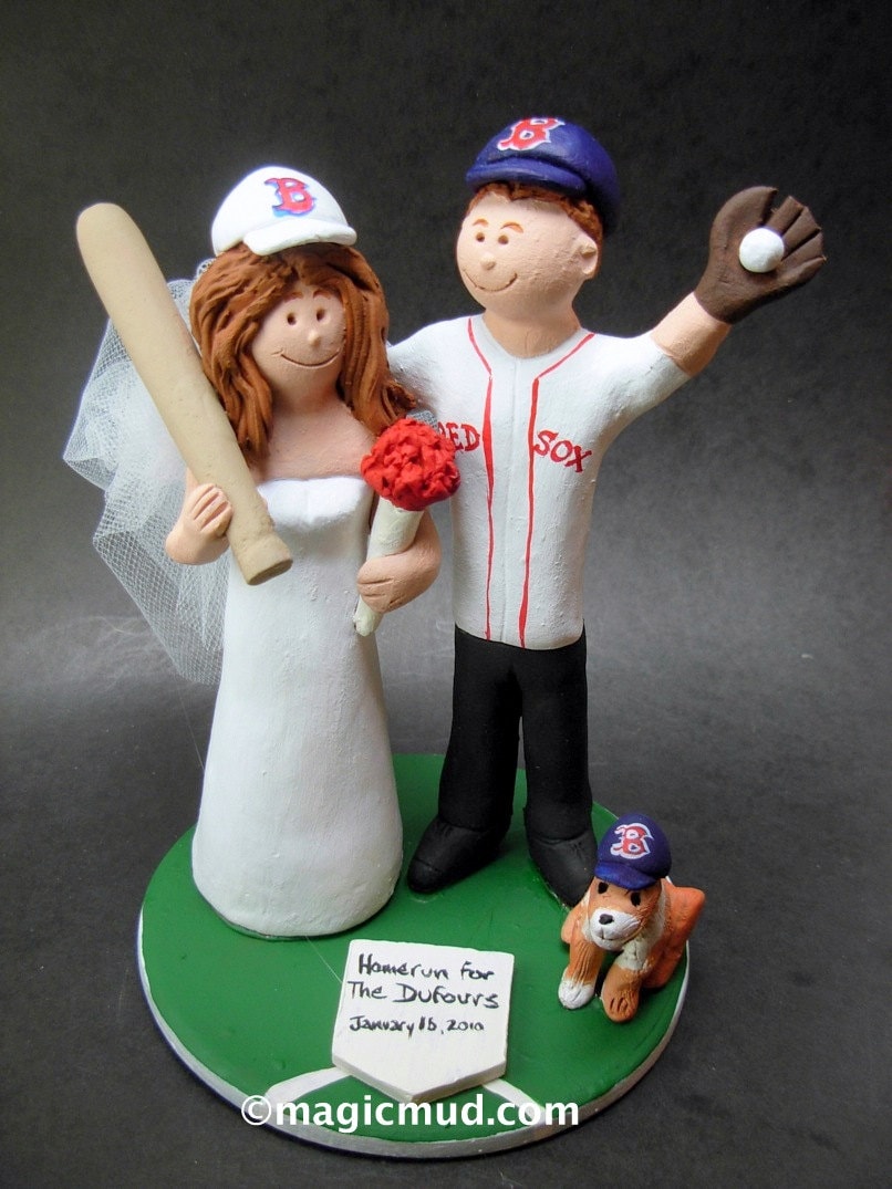 Boston Red Sox Bride Wedding Cake Topper, Red Sox Wedding Anniversary Gift, Boston Red Sox Wedding CakeTopper, Baseball Anniversary Gift