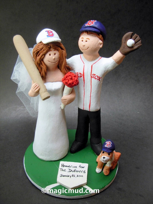Boston Red Sox Bride Wedding Cake Topper, Red Sox Wedding Anniversary Gift, Boston Red Sox Wedding CakeTopper, Baseball Anniversary Gift