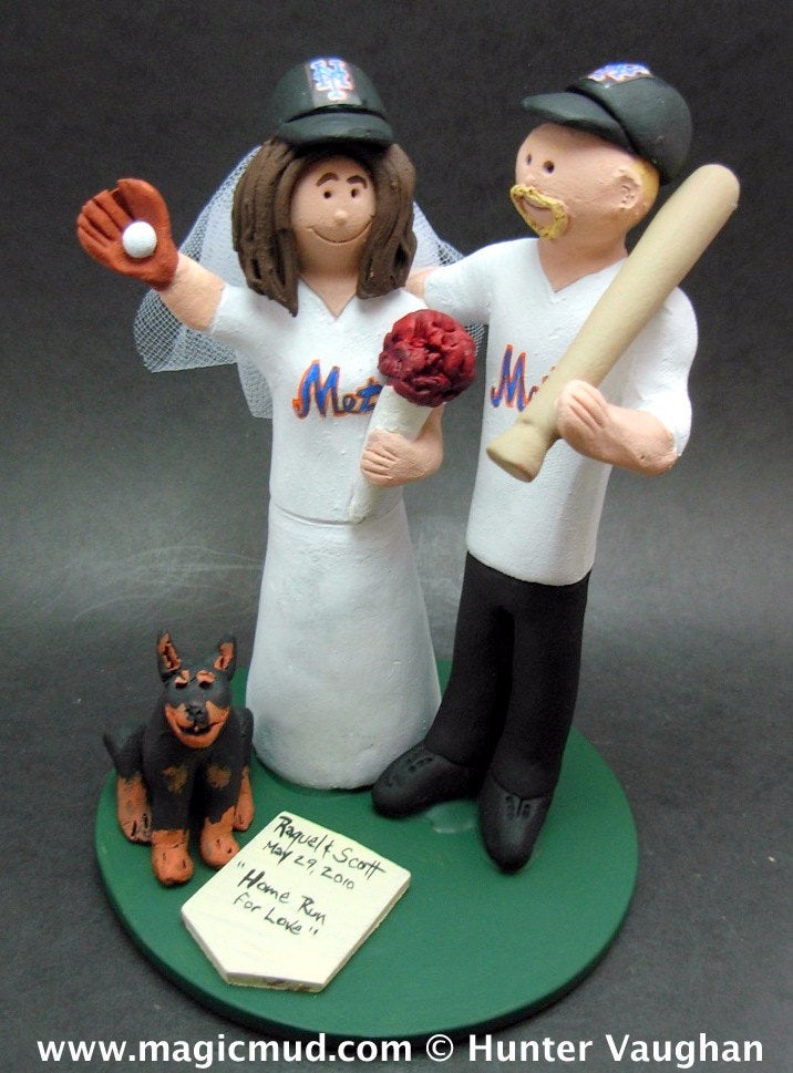 New York Mets Baseball Wedding Cake Topper, Mets Wedding Anniversary Gift, Boston Red Sox Wedding Cake Topper, Baseball Anniversary Gift - iWeddingCakeToppers