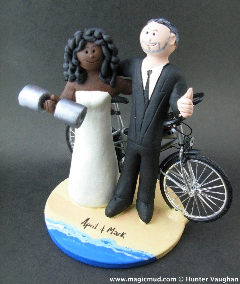 Bride Rope Groom Interracial Wedding Cake Topper, Captured Groom Wedding Cake Topper, Hog Tied Groom Wedding Cake Topper, Redneck CakeTopper - iWeddingCakeToppers