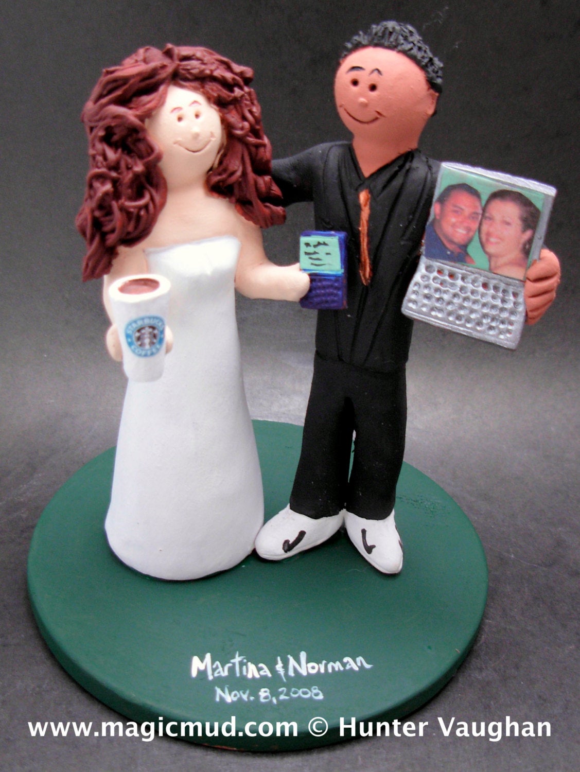 Hispanic Groom Marries American Bride Wedding CakeTopper,Wedding Anniversary Gift for Mixed Race Couple, BiRacial Wedding Anniversary Gift. - iWeddingCakeToppers