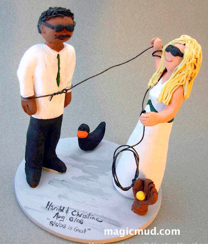 Bride Rope Groom Interracial Wedding Cake Topper, Captured Groom Wedding Cake Topper, Hog Tied Groom Wedding Cake Topper, Redneck CakeTopper - iWeddingCakeToppers