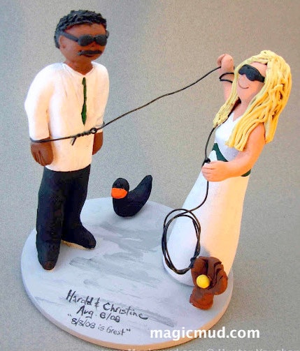 Bride Rope Groom Interracial Wedding Cake Topper, Captured Groom Wedding Cake Topper, Hog Tied Groom Wedding Cake Topper, Redneck CakeTopper