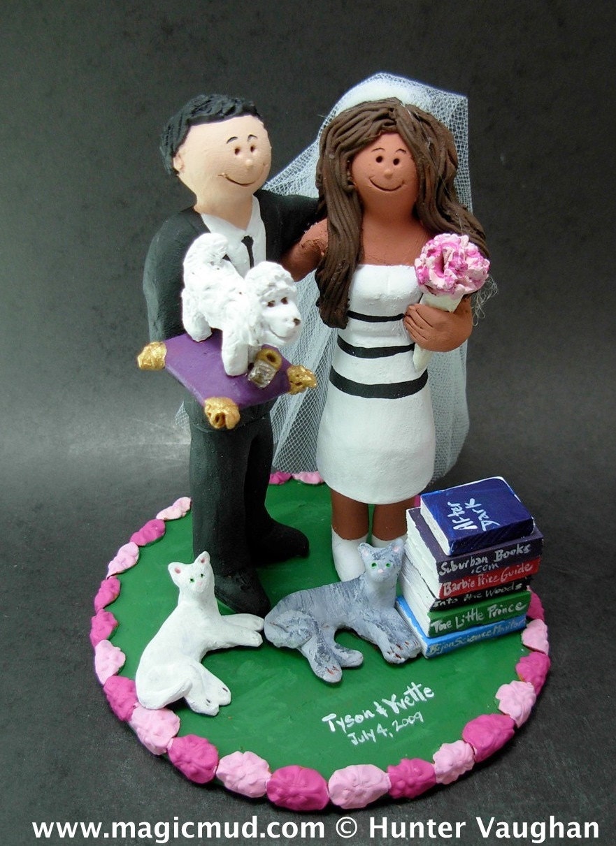 American Bride and Latino Groom Wedding Cake Topper, DJ Wedding Cake Topper, Disc Jockey Wedding Cake Topper, DJ Wedding Anniversary Gift.