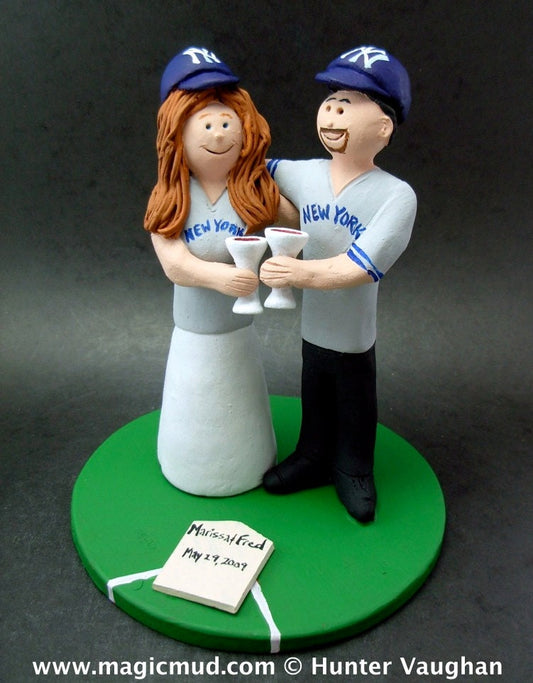 Yankees Bride and Groom Baseball Wedding Cake Topper, Yankees Baseball Wedding Anniversary Cake Topper, Yankees Wedding Anniversary Gift.