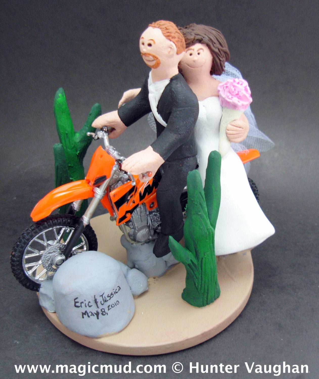 Kawasaki Off Road Motorcycle Wedding Cake Topper, Anniversary Gift for Motorcycle Riders, Dirt Biker's Wedding Anniversary Gift. - iWeddingCakeToppers