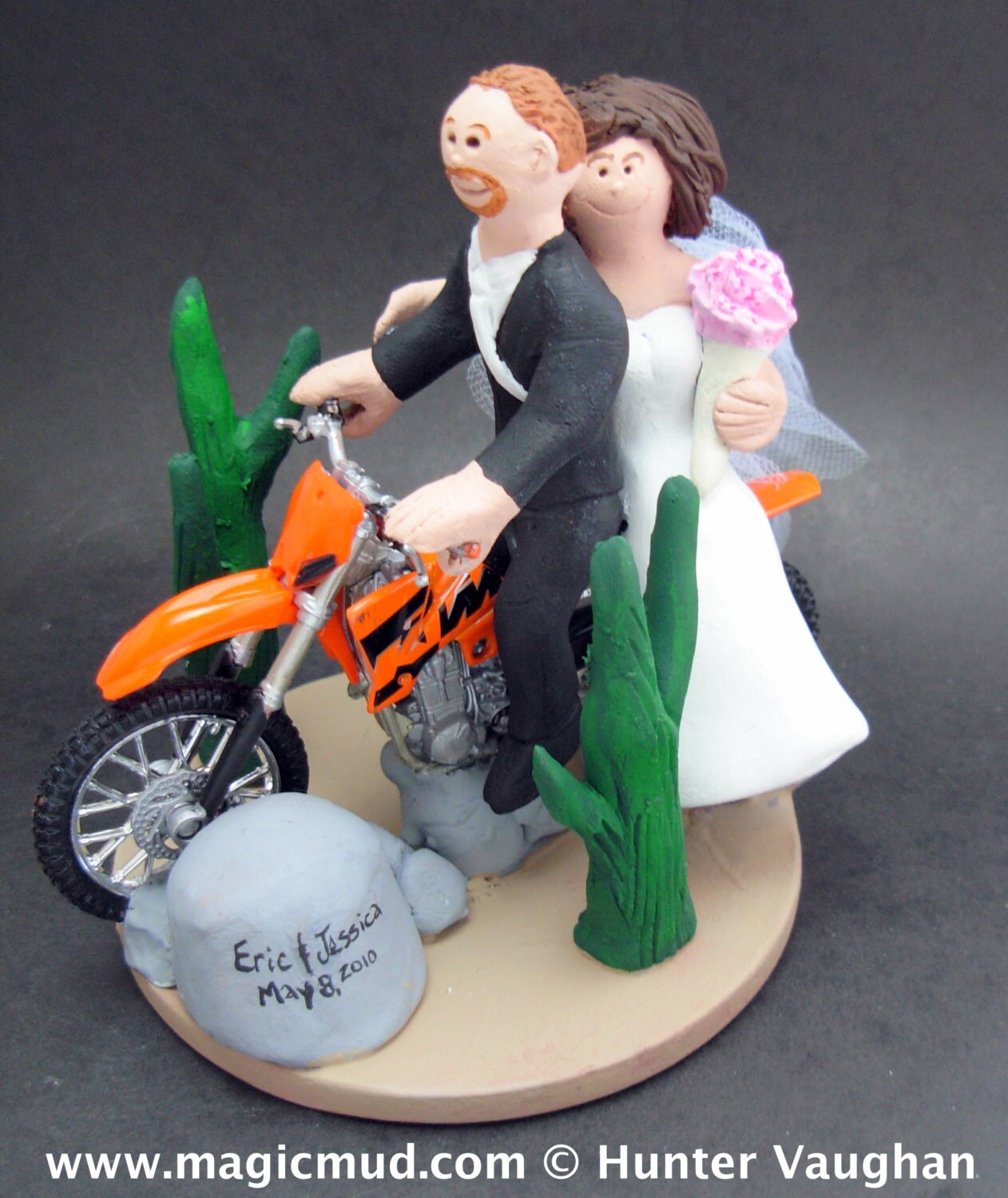 Kawasaki Off Road Motorcycle Wedding Cake Topper, Anniversary Gift for Motorcycle Riders, Dirt Biker's Wedding Anniversary Gift.