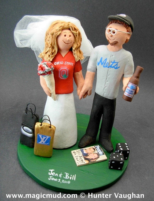 Buckeyes Bride Mets Groom Baseball Wedding Cake Topper, Ohio Buckeyes Wedding Cake Topper, Ohio Buckeyes Wedding Anniversary Gift - iWeddingCakeToppers