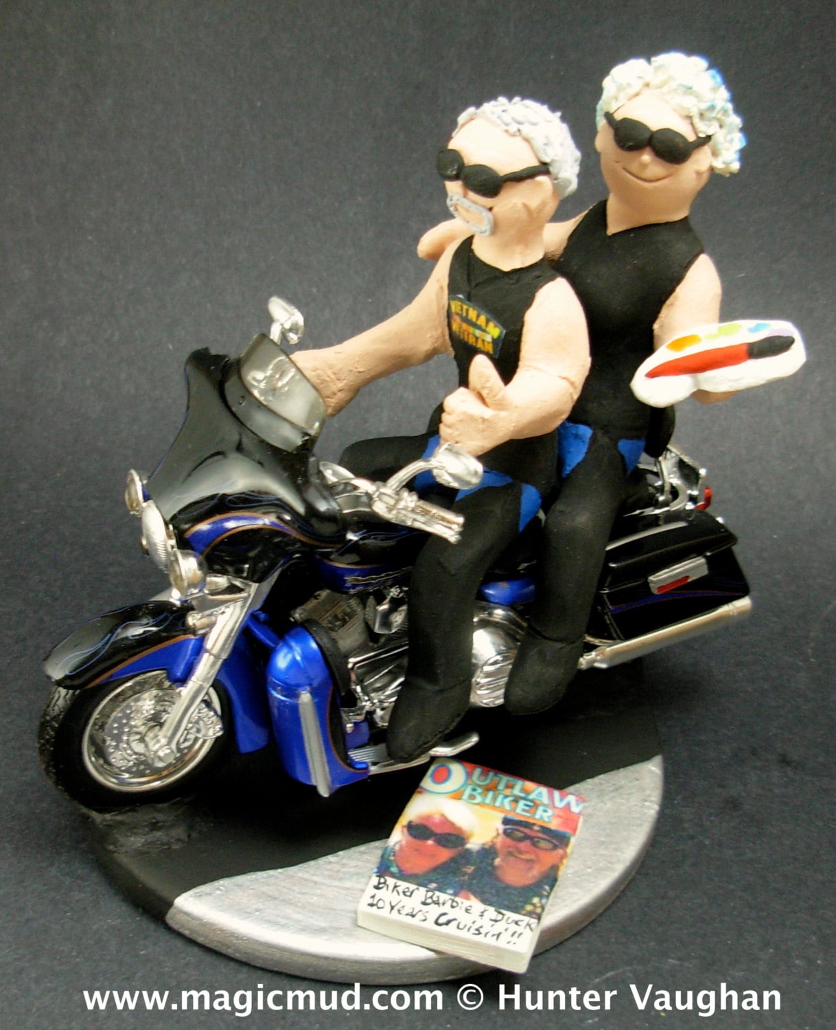 Groom and Bride on Harley Davidson Wedding Cake Topper, Harley Bikers Wedding Cake Topper, Motorcycle Wedding Anniversary Gift/Cake Topper